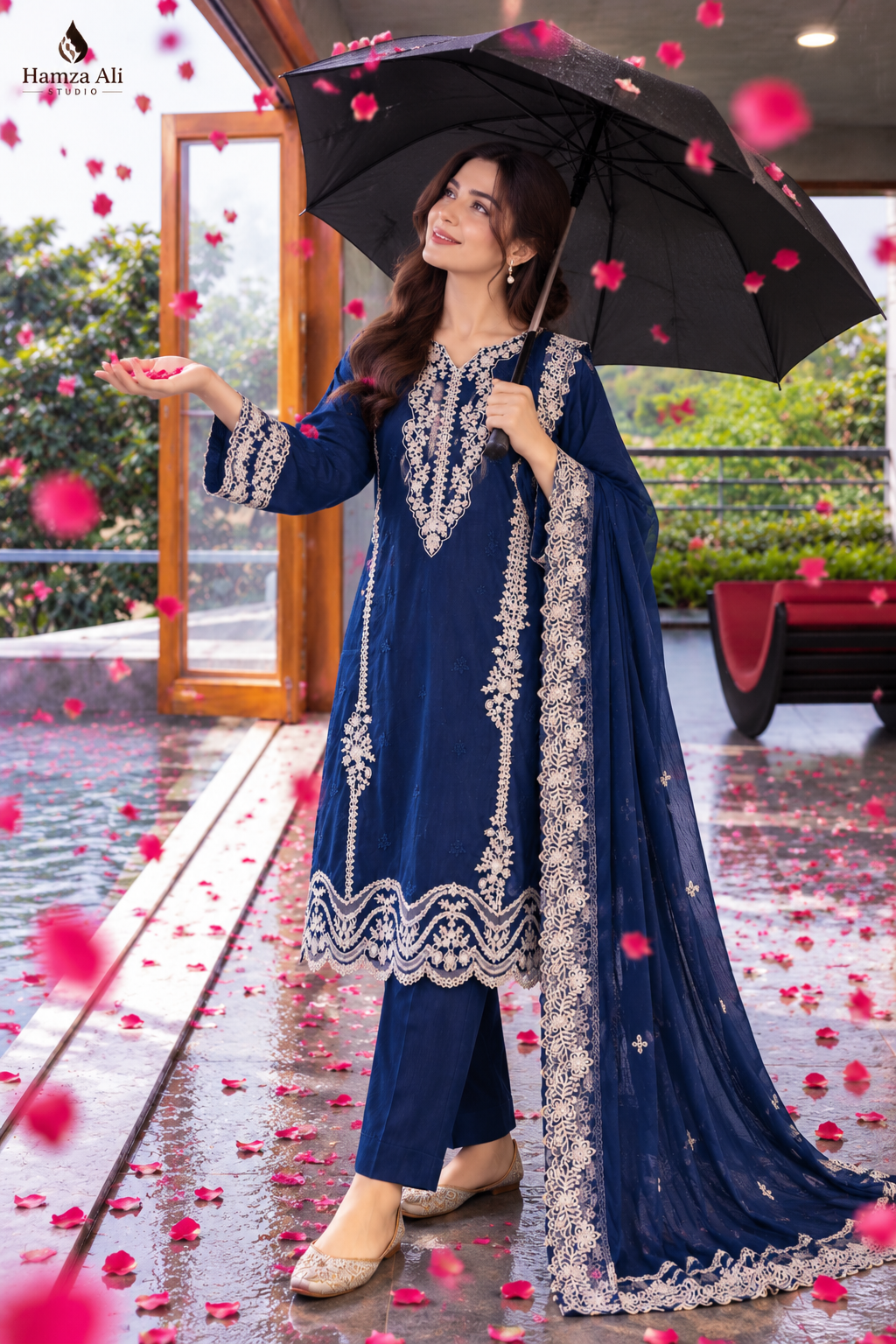 Elegant Blue Cotton Suit