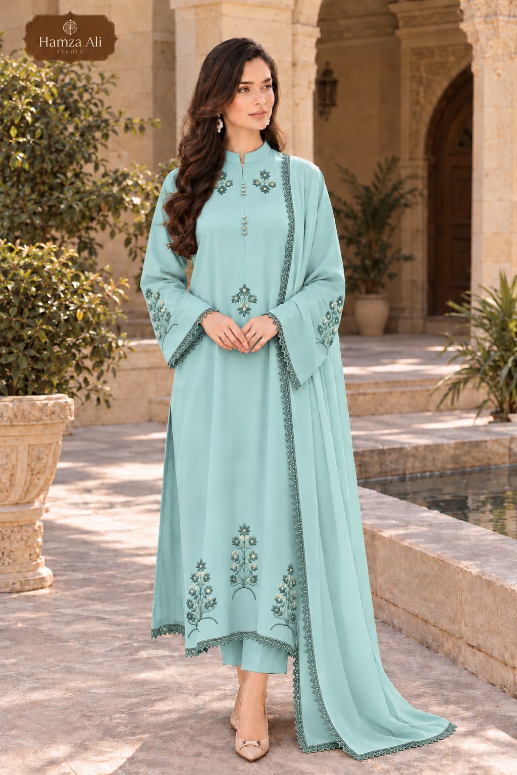 Midnight Blossom Embroidered 3-Piece Suit