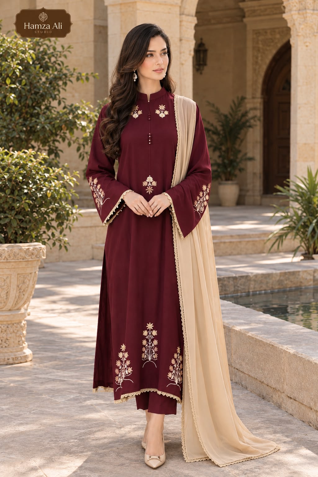 Midnight Blossom Embroidered 3-Piece Suit