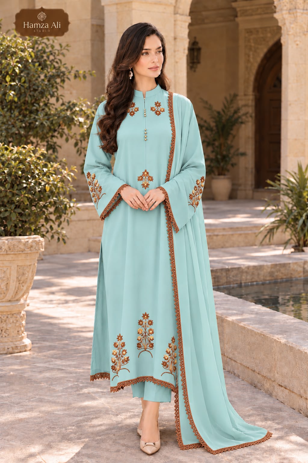 Midnight Blossom Embroidered 3-Piece Suit